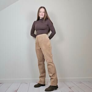 NWT Vintage 90s Y2K Suede Leather Pants Tan Medium